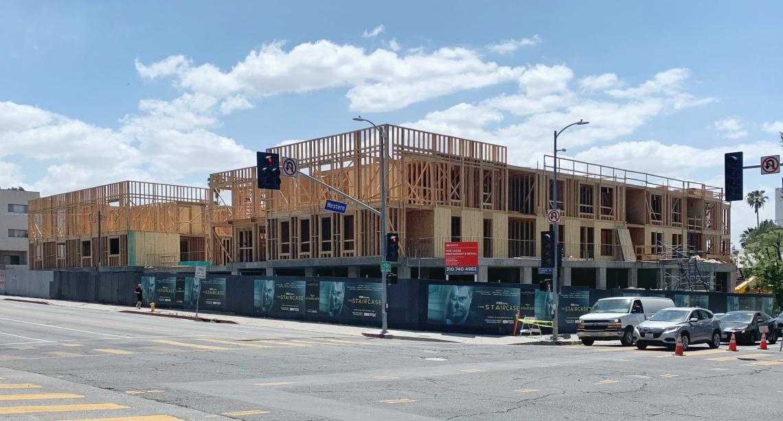 Wood framing rises for mixeduse building in Los Feliz Urbanize LA